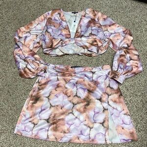 New dynamite satin skirt set